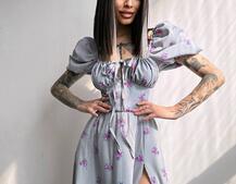 Сукня- міді  з квітковим принтом | PUSHKA SHOP