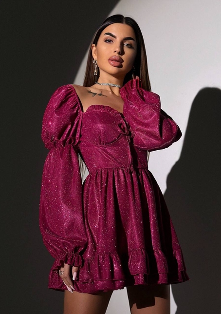 Блискуча сукня з чашечками та пишною спідницею | PUSHKA SHOP