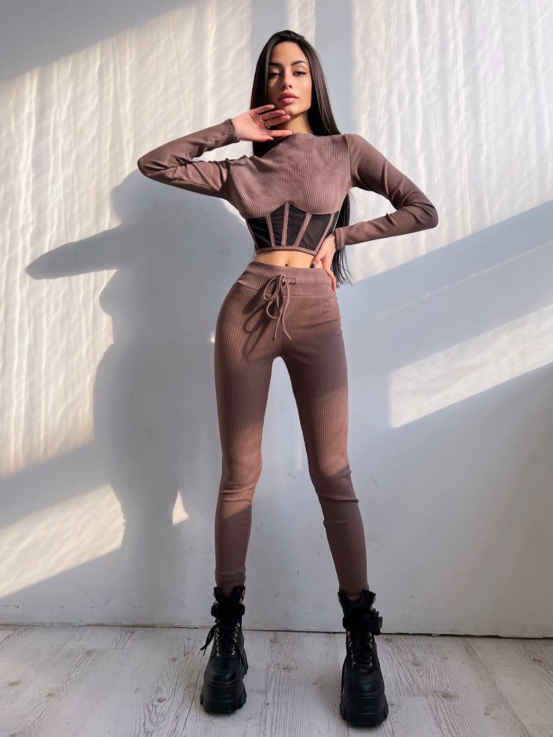 Трикотажний комплект: корсетний топ + легінси | PUSHKA SHOP