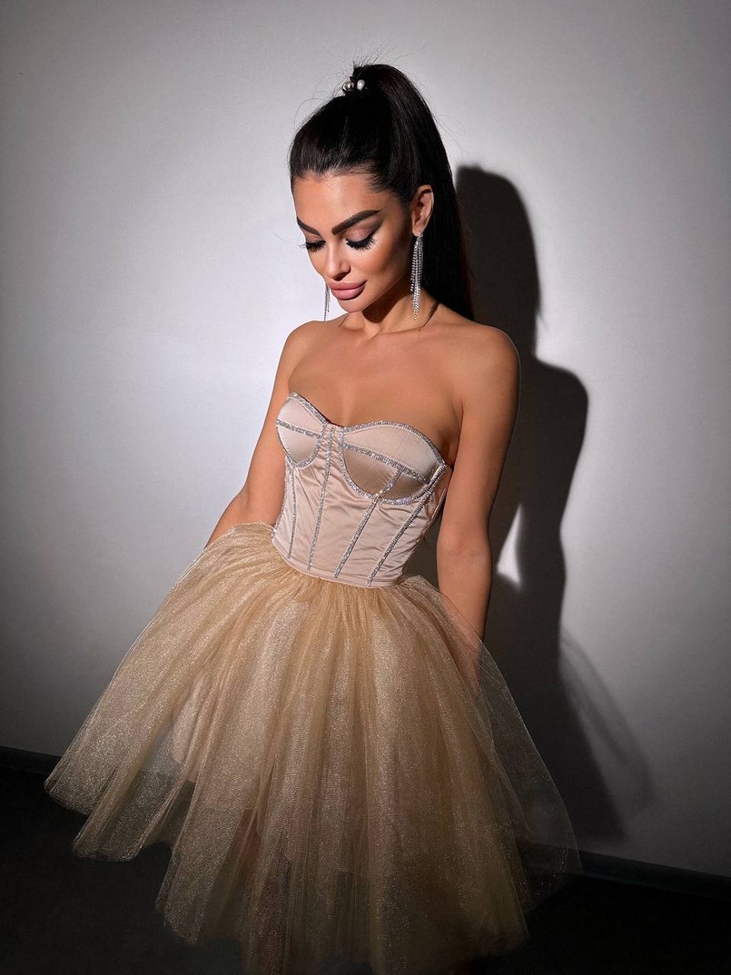 Комплект: корсет, декорований стразами + пишна фатинова спідниця Комплект: корсет, декорований стразами + пишна фатинова спідниця | PUSHKA SHOP