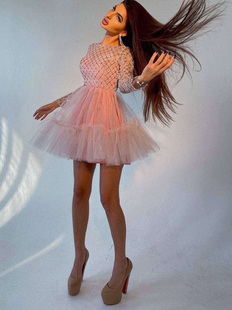 Платье с блестящим верхом и пышной фатиновой юбкой  Платье с блестящим верхом и пышной фатиновой юбкой  | PUSHKA SHOP