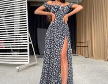 Цветочное платье макси с разрезом  Цветочное платье макси с разрезом  | PUSHKA SHOP