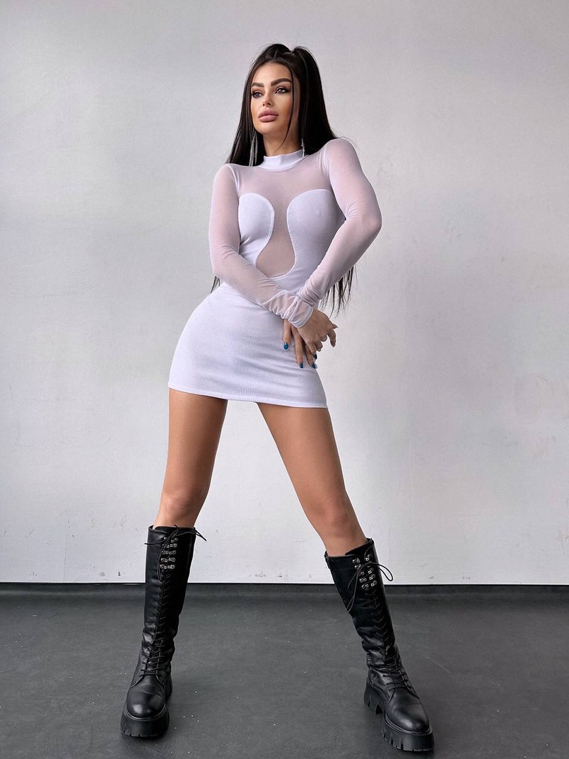 Трикотажна сукня з вставками сітки Трикотажна сукня з вставками сітки | PUSHKA SHOP