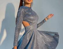 Блискуча сукня міні з відкритою спиною Блискуча сукня міні з відкритою спиною | PUSHKA SHOP