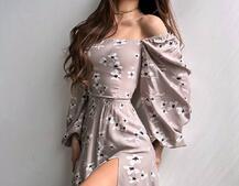 Сукня -міді зі шнурівкою на спинці та розрізом на ніжці | PUSHKA SHOP