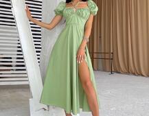 Платье-миди из хлопка  с завязками на груди  | PUSHKA SHOP