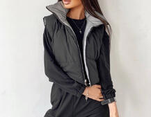 Комплект: комфортный трикотажный комбинезон   укорочённый двухсторонний жилет  | PUSHKA SHOP