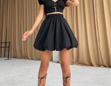 Комплект из хлопка: топ на крючках + юбка  Комплект из хлопка: топ на крючках + юбка  | PUSHKA SHOP