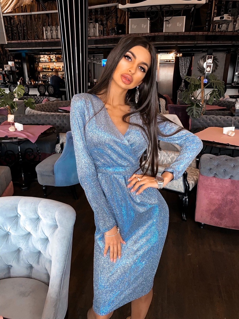 Платье-футляр из голографического трикотажа с люрексом  Платье-футляр из голографического трикотажа с люрексом  | PUSHKA SHOP