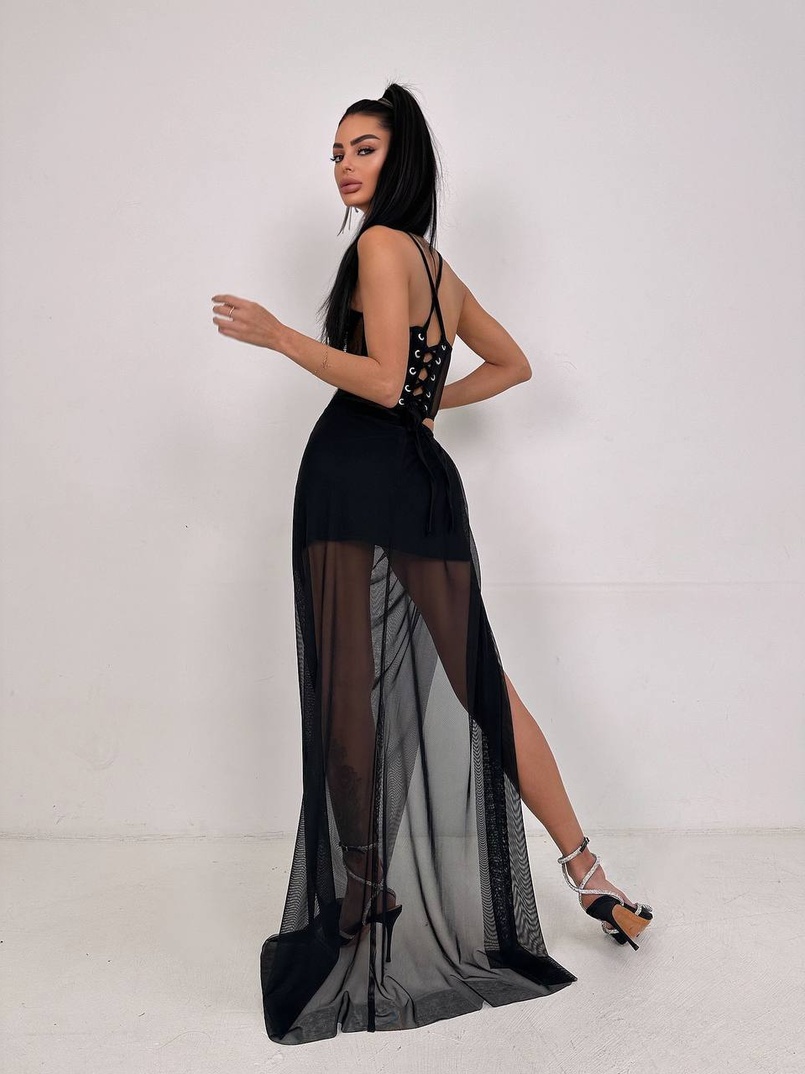 Комплект: корсет декорований стразами + спідниця максі  | PUSHKA SHOP