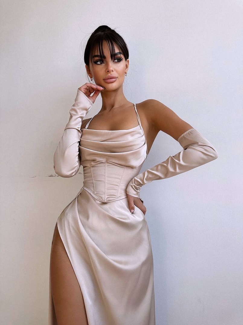 Комплект: корсет з рукавичками + спідниця максі з драпіруванням   | PUSHKA SHOP