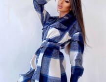 Кашемировое платье-рубашка в клетку | PUSHKA SHOP