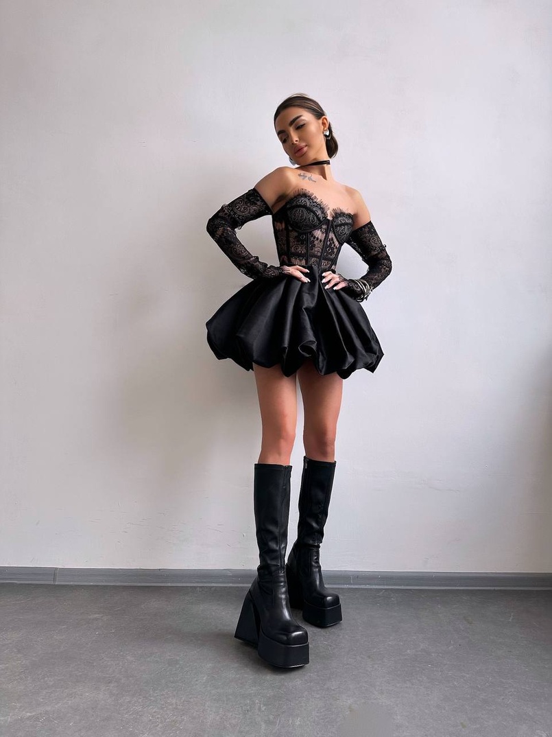 Комплект : мереживний корсет  з чашечками+ спідниця балон  | PUSHKA SHOP