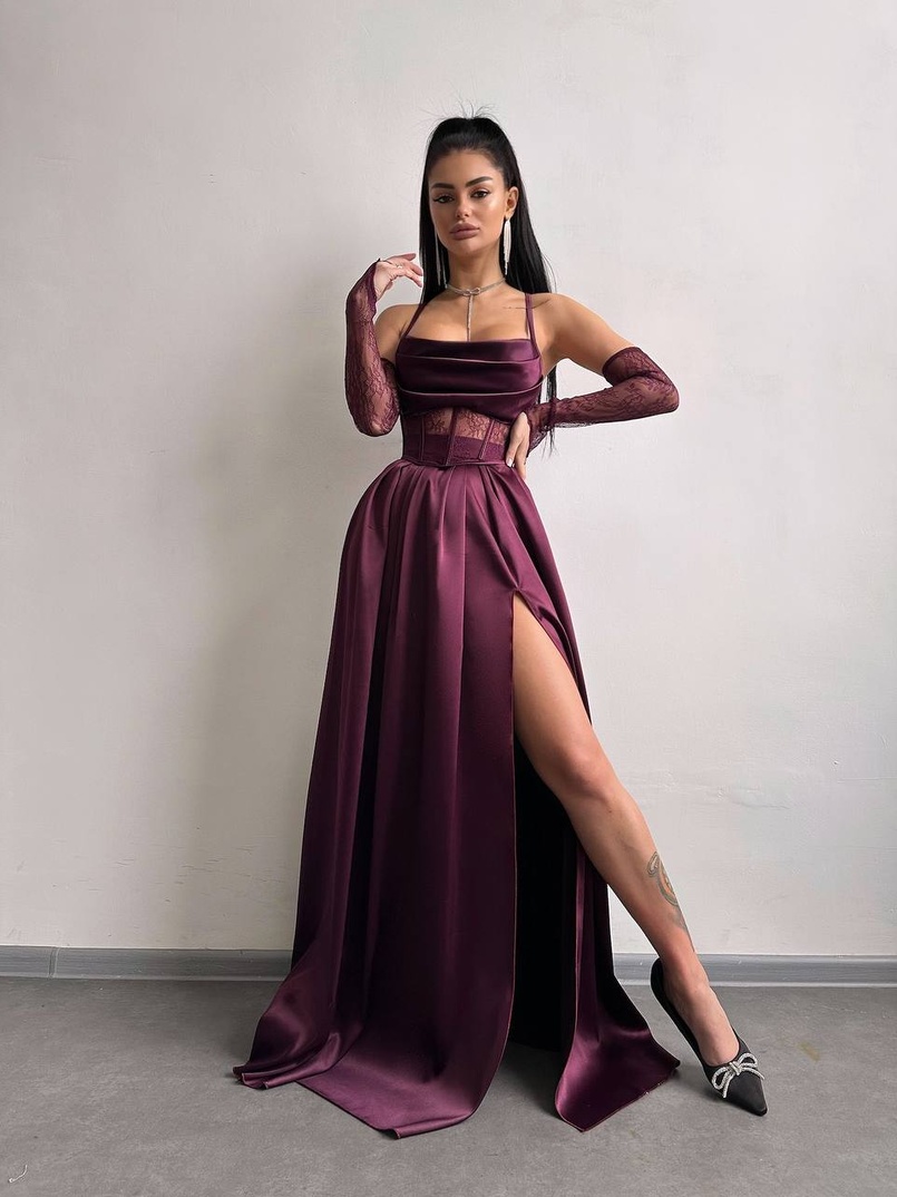 Атласний комплект: корсет + спідниця максі Атласний комплект: корсет + спідниця максі | PUSHKA SHOP