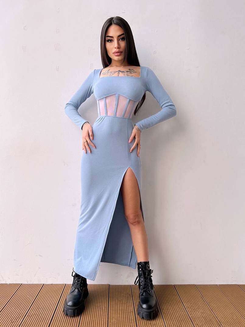 Сукня-міді  з елементами корсету   | PUSHKA SHOP