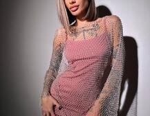 Сукня із сітки зі стразами на трикотажній підкладці  | PUSHKA SHOP