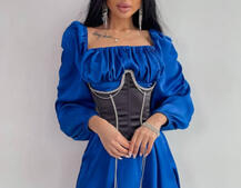 Приталена сукня з шовку  + корсет декорований стразами  Ручна робота  | PUSHKA SHOP