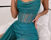 Комплект: корсет декорований стразами + спідниця максі  | PUSHKA SHOP