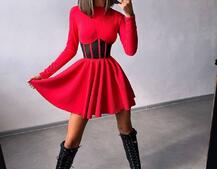 Приталена сукня з корсетною вставкою та спідницею-сонцем Приталена сукня з корсетною вставкою та спідницею-сонцем | PUSHKA SHOP