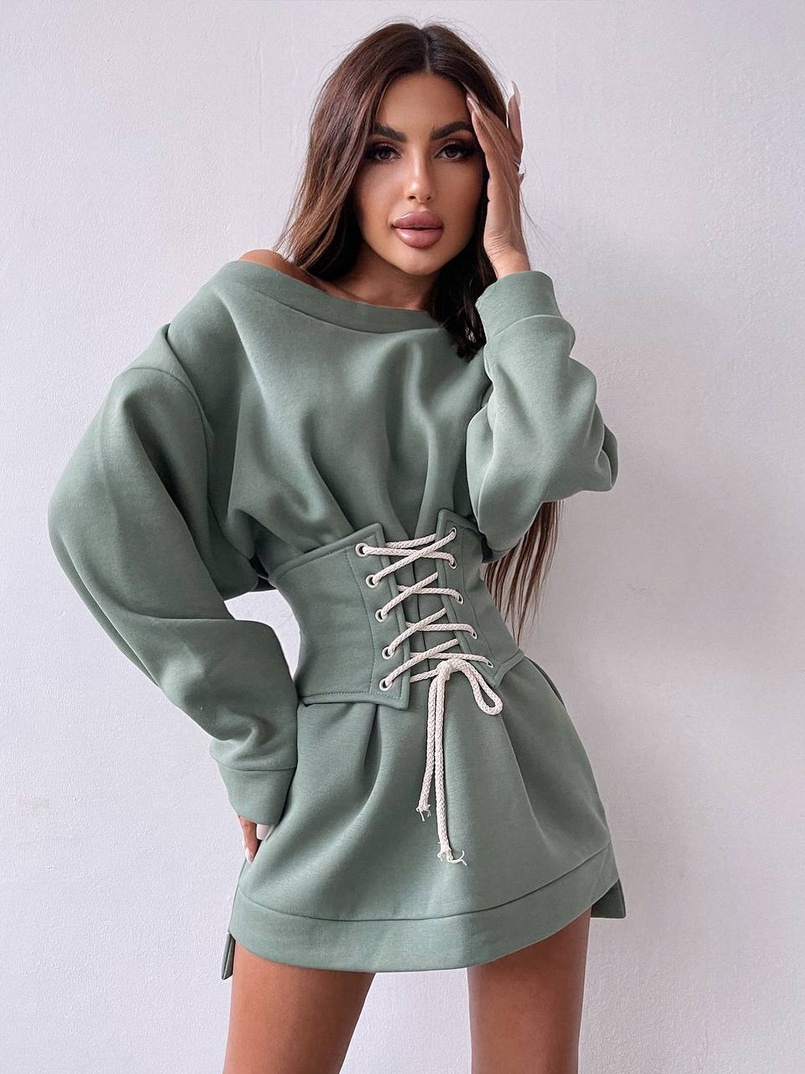 Тёплое уютное худи на флисе + корсет на шнуровке  Можно носить с корсетом и без  Тёплое уютное худи на флисе + корсет на шнуровке  Можно носить с корсетом и без  | PUSHKA SHOP