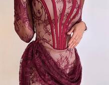 Мереживна сукня міні зі шлейфом | PUSHKA SHOP