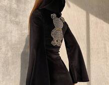 Оксамитова сукня міні з розкльошоними рукавами    | PUSHKA SHOP