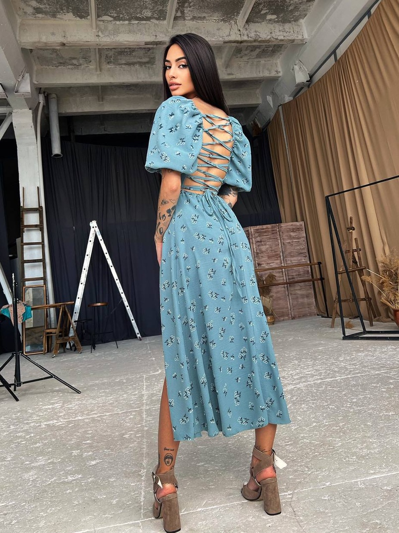 Платье миди со шнуровкой на спинке  | PUSHKA SHOP