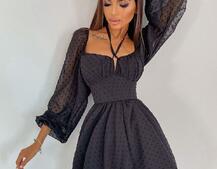 Шифоновое платье с завязками на груди  | PUSHKA SHOP