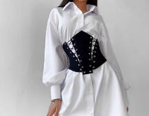 Платье-рубашка с корсетом на косточках со шнуровкой Платье-рубашка с корсетом на косточках со шнуровкой | PUSHKA SHOP