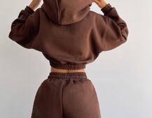 Базовый костюм на флисе с объемными капюшоном  Базовый костюм на флисе с объемными капюшоном  | PUSHKA SHOP