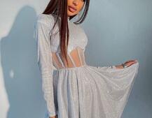 Приталена блискуча сукня з корсетною вставкою та пишною спідницею-сонцем | PUSHKA SHOP