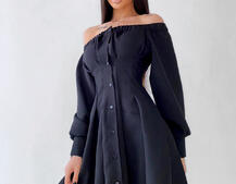 Приталенное платье-рубашка на плечиках с корсетом из эко-кожи Приталенное платье-рубашка на плечиках с корсетом из эко-кожи | PUSHKA SHOP