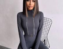 Облягаючий комбінезон з двома змійками та застібкою на талії | PUSHKA SHOP