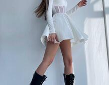 Приталена сукня з корсетною вставкою та спідницею-сонцем | PUSHKA SHOP