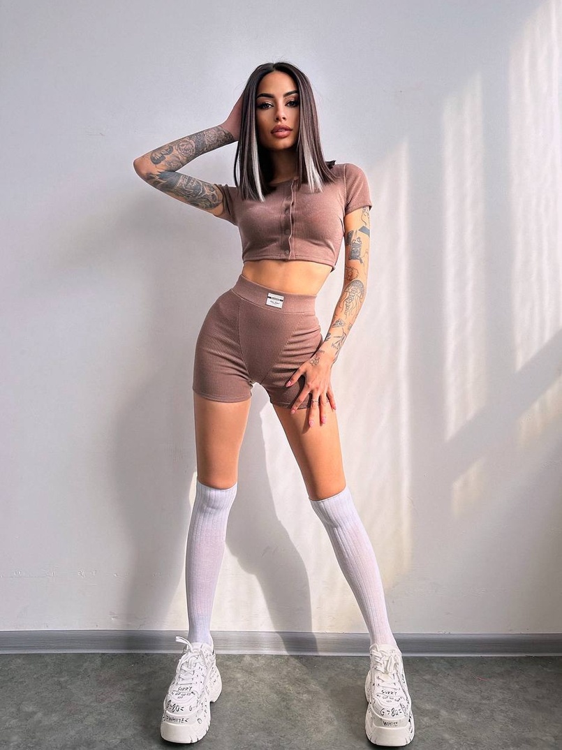 Комплект: топ на ґудзиках + велосипедки | PUSHKA SHOP