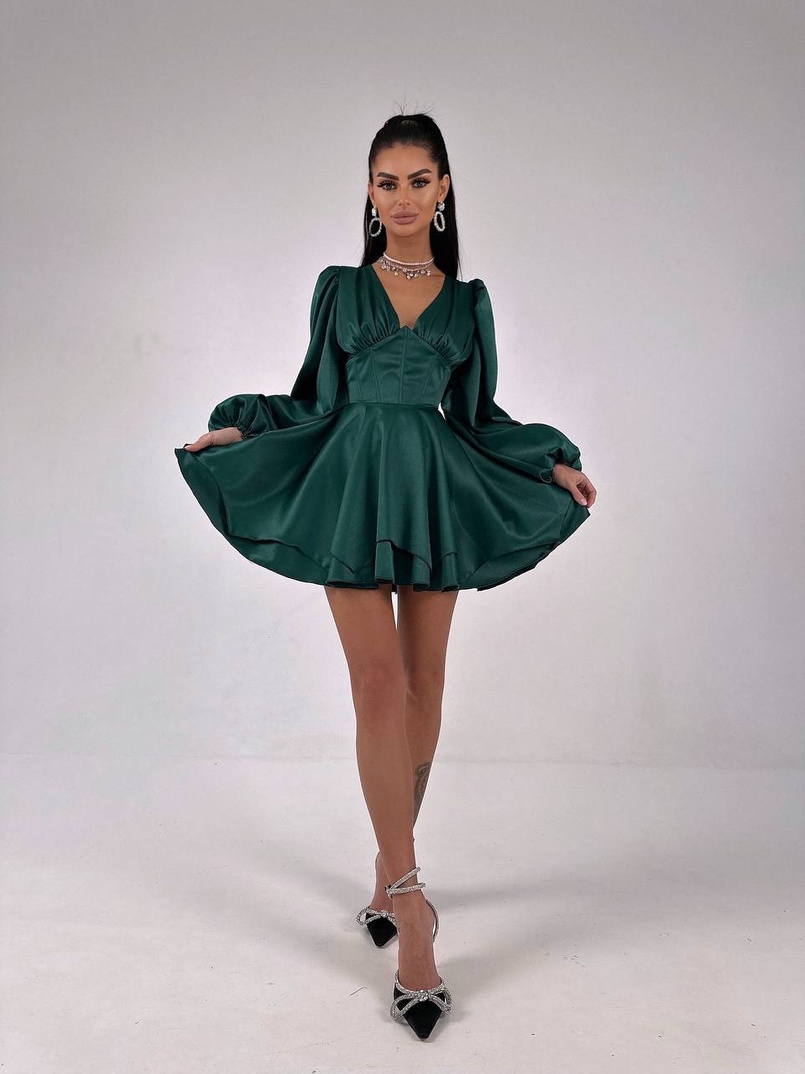 Атласна корсетна сукня  з пишною подвійною спідницею  | PUSHKA SHOP