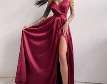 Платье макси с разрезом на юбке и запахом на груди   Платье макси с разрезом на юбке и запахом на груди   | PUSHKA SHOP