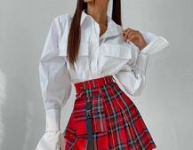 Комплект: рубашка + юбка в складку с отстегивающимся карманом  | PUSHKA SHOP