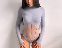 Трикотажне боді з сітчастою вставкою | PUSHKA SHOP