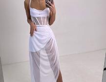 Комплект: корсет декорований стразами + спідниця максі  | PUSHKA SHOP