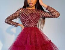 Платье с блестящим верхом и пышной фатиновой юбкой Платье с блестящим верхом и пышной фатиновой юбкой | PUSHKA SHOP