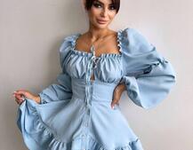 Сукня з воланами на ґудзиках  | PUSHKA SHOP