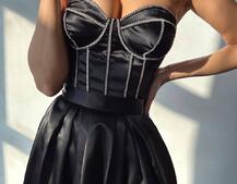 Комплект: корсет-бюстьє , декорований стразами  + спідниця максі з розрізом   Ручна робота  | PUSHKA SHOP