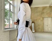 Шелковое платье с разрезом + корсет из эко-кожи Шелковое платье с разрезом + корсет из эко-кожи | PUSHKA SHOP