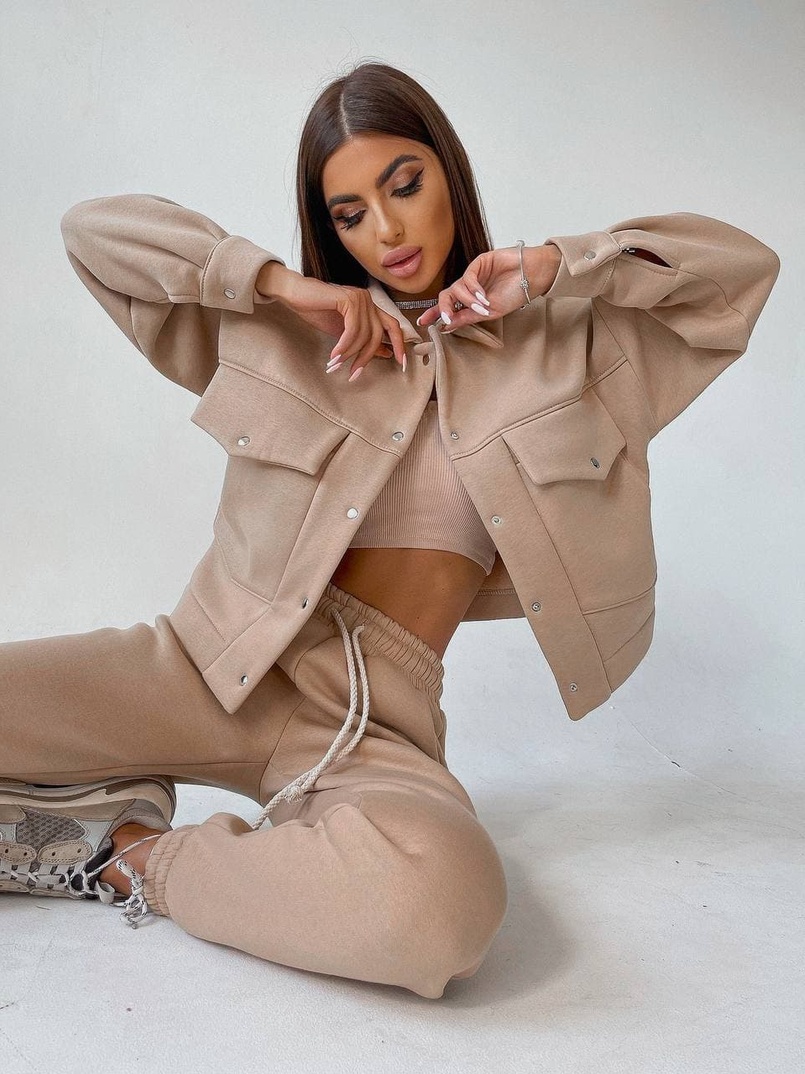 Комплект: тёплая рубашка на кнопках + джоггеры  Комплект: тёплая рубашка на кнопках + джоггеры  | PUSHKA SHOP