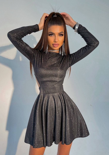 Блискуча сукня міні з відкритою спиною  | PUSHKA SHOP