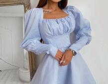 Платье с объемными рукавами из хлопка Платье с объемными рукавами из хлопка | PUSHKA SHOP