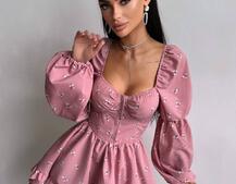 Сукня з квітковим принтом з воланами на ґудзиках  Сукня з квітковим принтом з воланами на ґудзиках  | PUSHKA SHOP