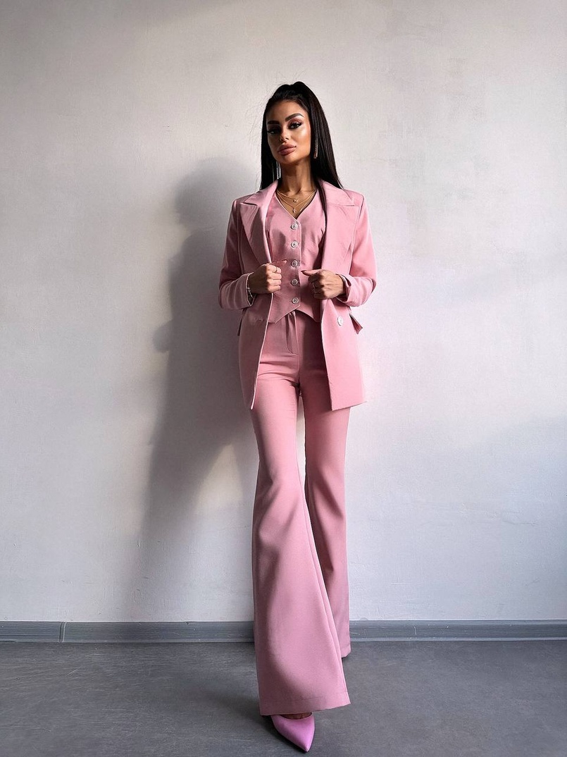 Костюм: піджак на підкладці, штани кльош+ жилет  | PUSHKA SHOP