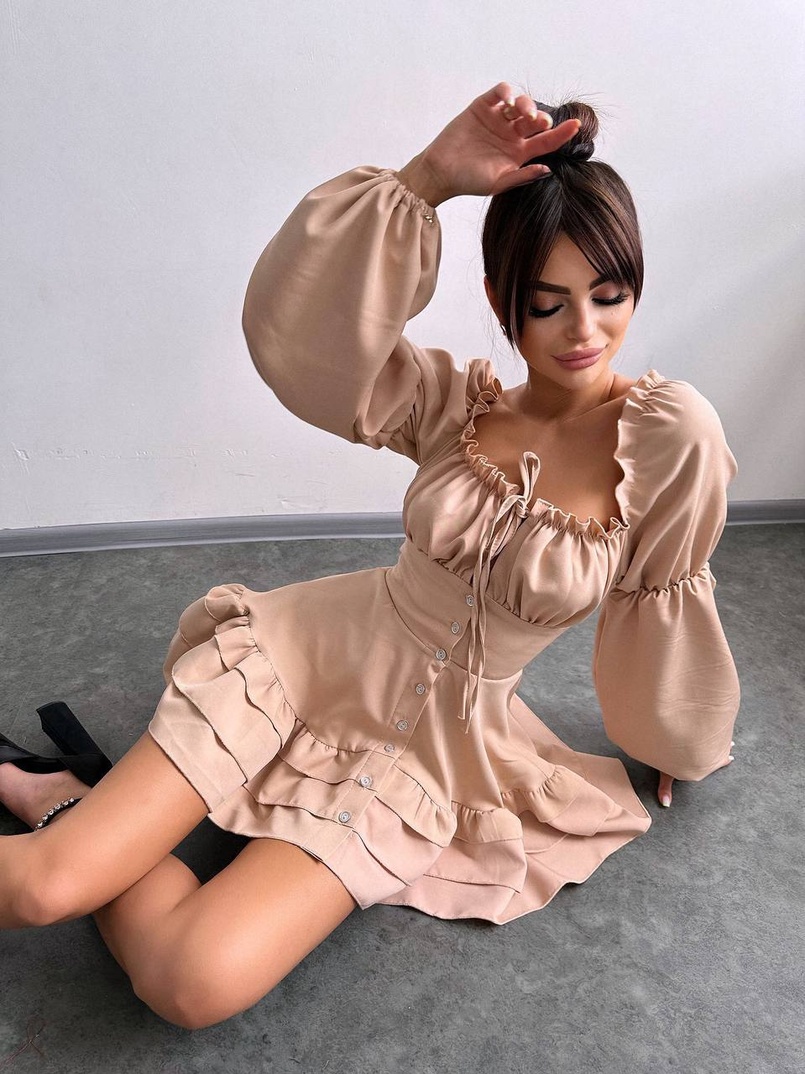 Сукня з воланами на ґудзиках  | PUSHKA SHOP